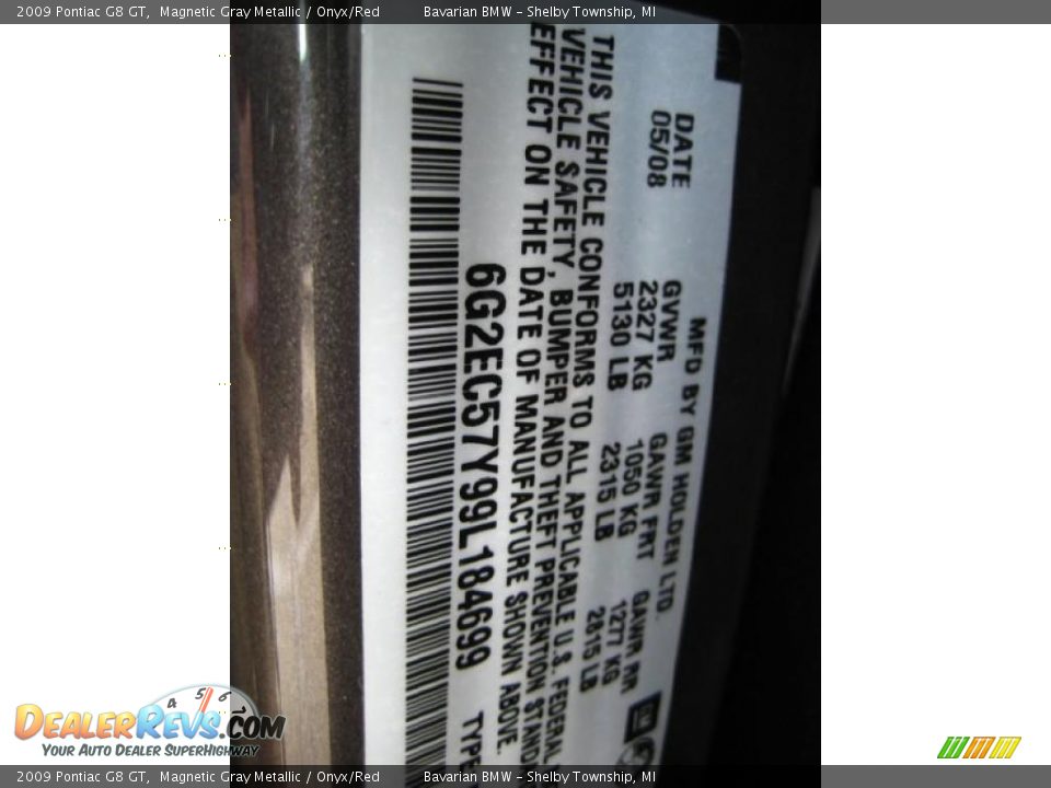 2009 Pontiac G8 GT Magnetic Gray Metallic / Onyx/Red Photo #24