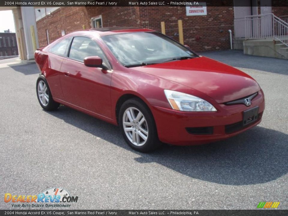 2004 Honda Accord EX V6 Coupe San Marino Red Pearl / Ivory Photo #4