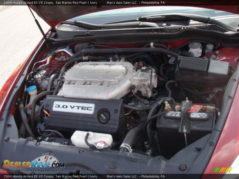 2004 Honda Accord EX V6 Coupe San Marino Red Pearl / Ivory Photo #10