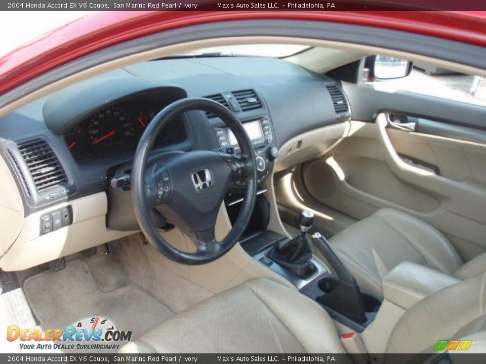 2004 Honda Accord EX V6 Coupe San Marino Red Pearl / Ivory Photo #15