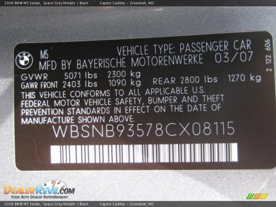 2008 BMW M5 Sedan Space Grey Metallic / Black Photo #24