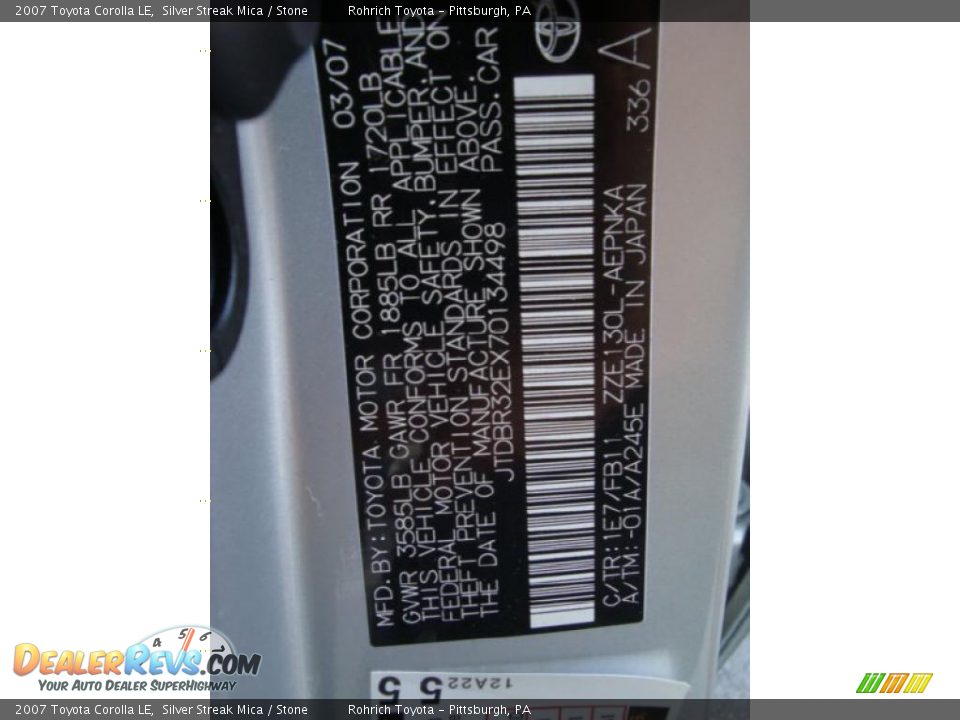 2007 Toyota Corolla LE Silver Streak Mica / Stone Photo #19