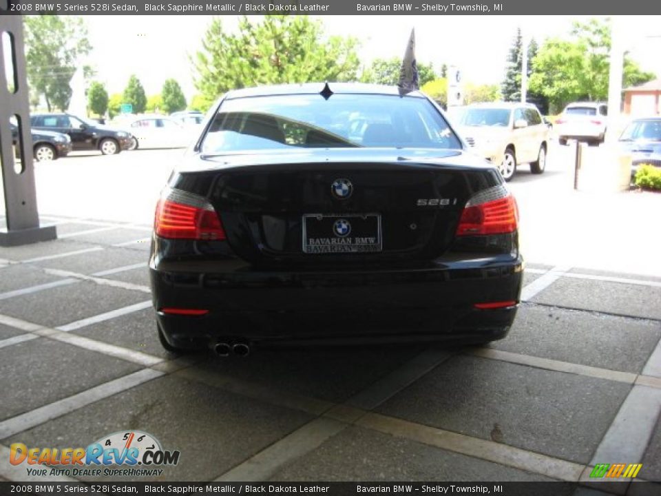 2008 BMW 5 Series 528i Sedan Black Sapphire Metallic / Black Dakota Leather Photo #7