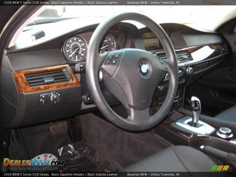 2008 BMW 5 Series 528i Sedan Black Sapphire Metallic / Black Dakota Leather Photo #13