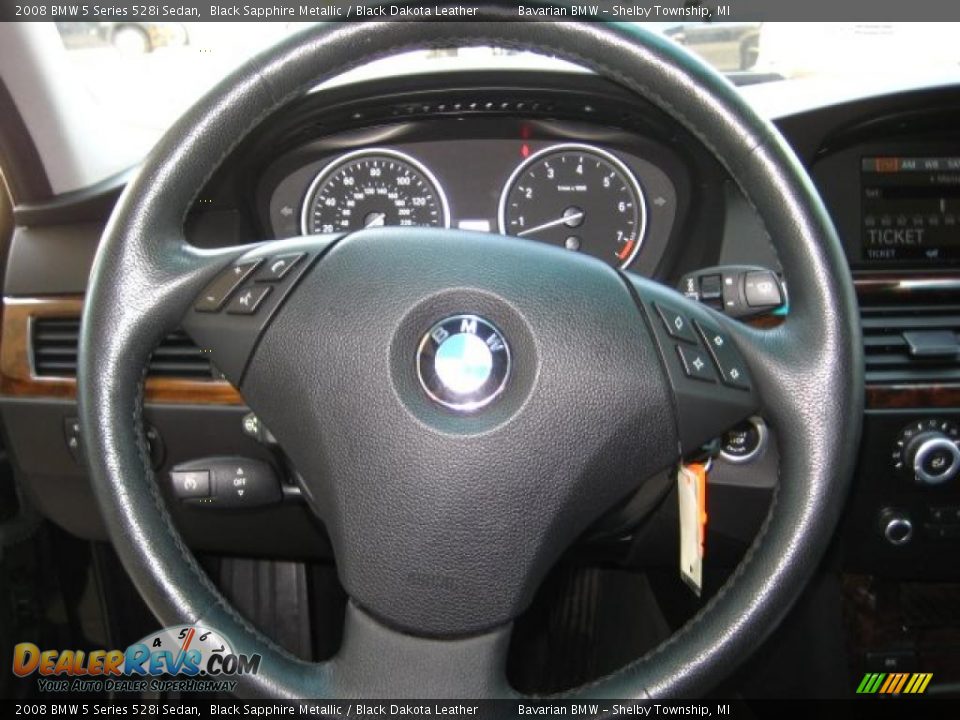 2008 BMW 5 Series 528i Sedan Black Sapphire Metallic / Black Dakota Leather Photo #22