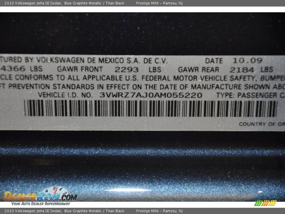 2010 Volkswagen Jetta SE Sedan Blue Graphite Metallic / Titan Black Photo #17