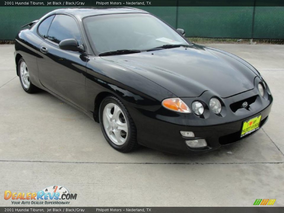 2001 Hyundai Tiburon Jet Black / Black/Gray Photo #1
