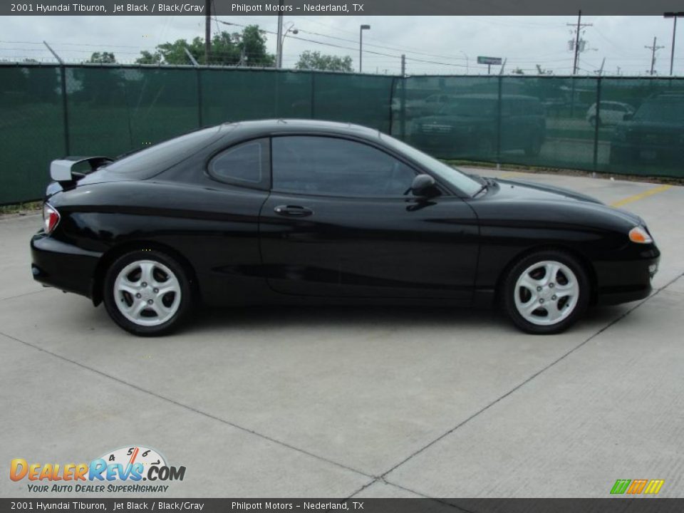 2001 Hyundai Tiburon Jet Black / Black/Gray Photo #2