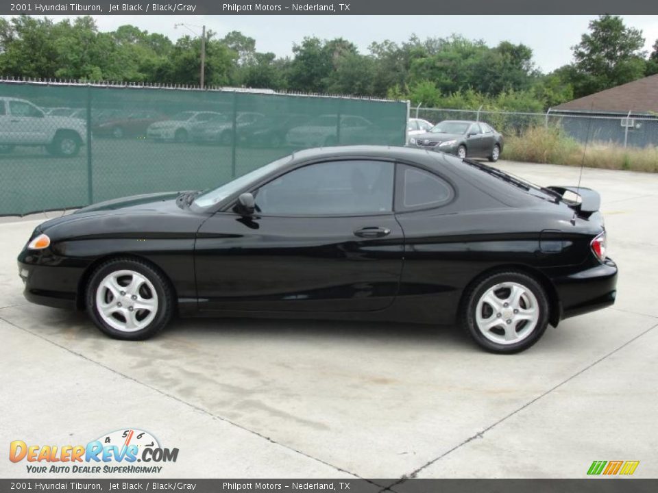 2001 Hyundai Tiburon Jet Black / Black/Gray Photo #6