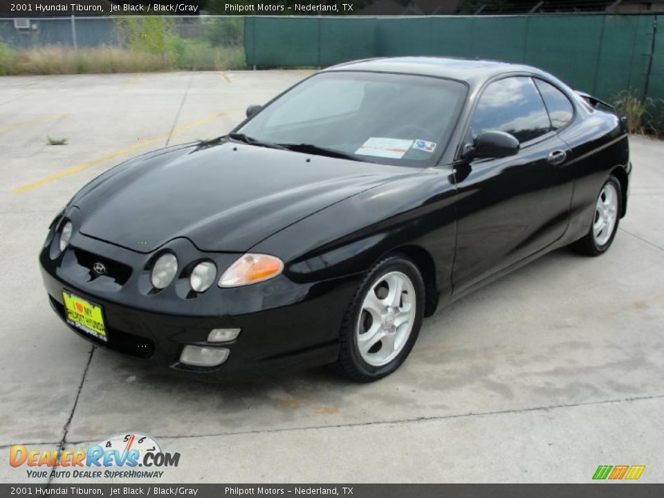 2001 Hyundai Tiburon Jet Black / Black/Gray Photo #7