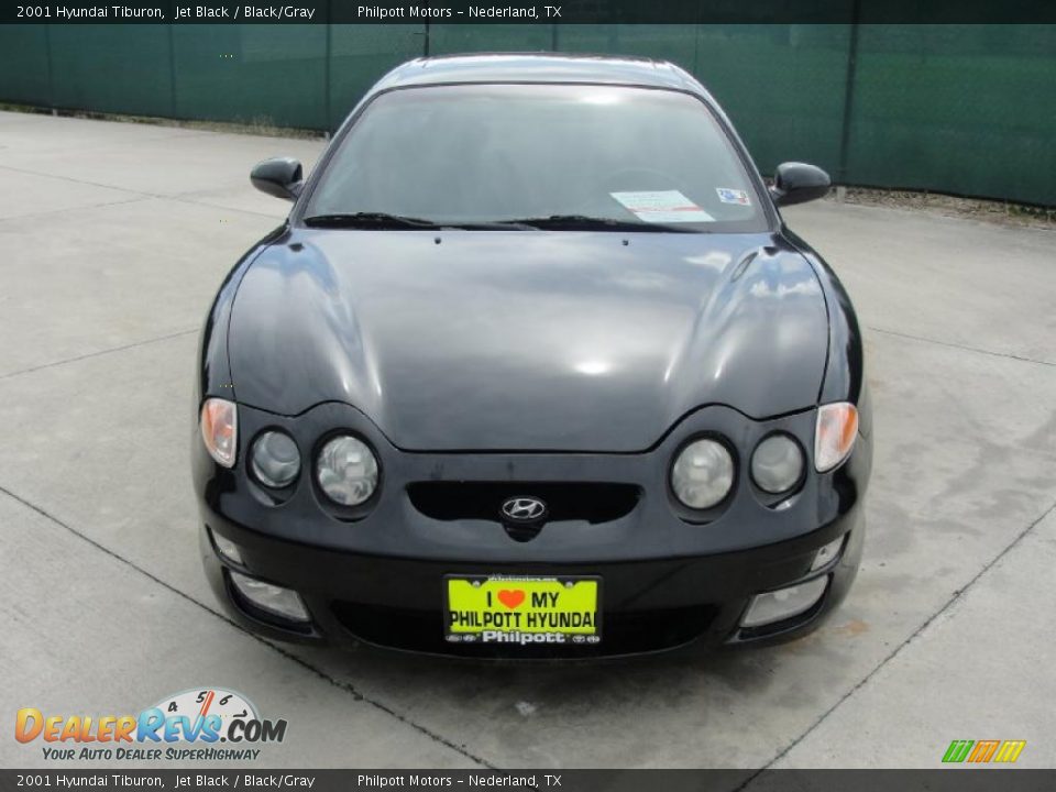 2001 Hyundai Tiburon Jet Black / Black/Gray Photo #8