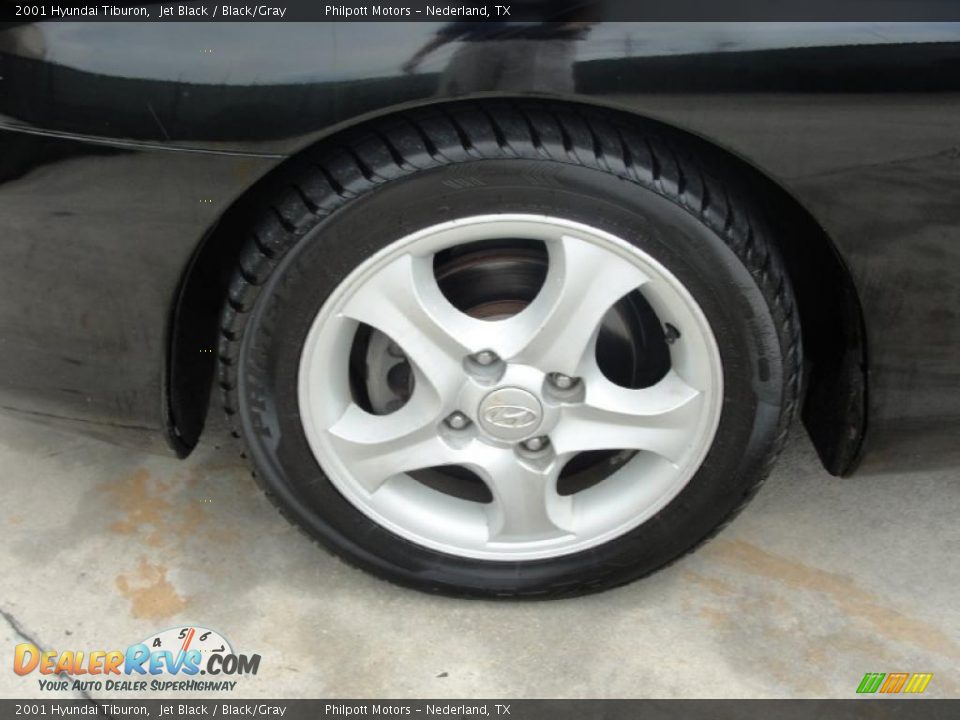 2001 Hyundai Tiburon Jet Black / Black/Gray Photo #13