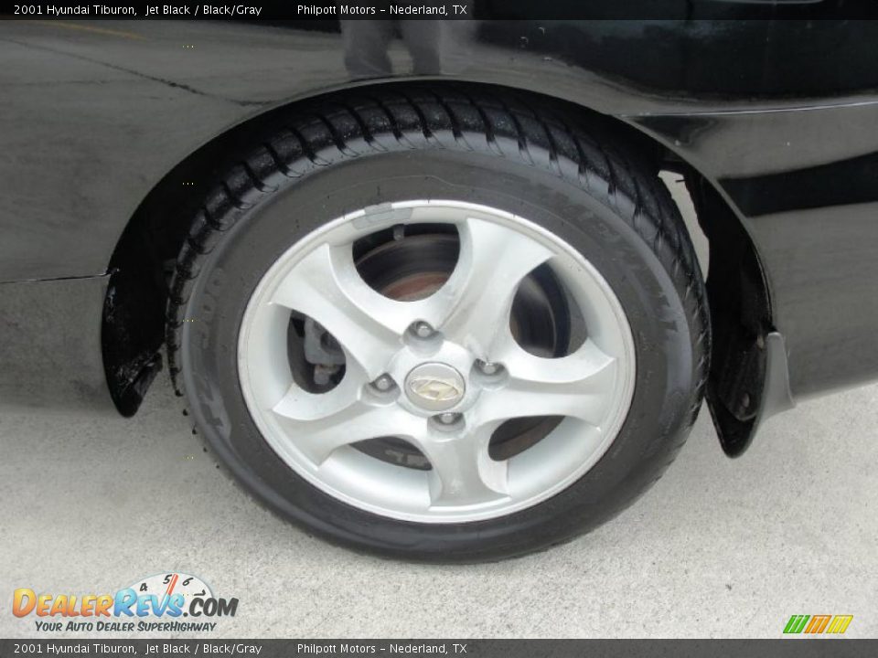 2001 Hyundai Tiburon Jet Black / Black/Gray Photo #14