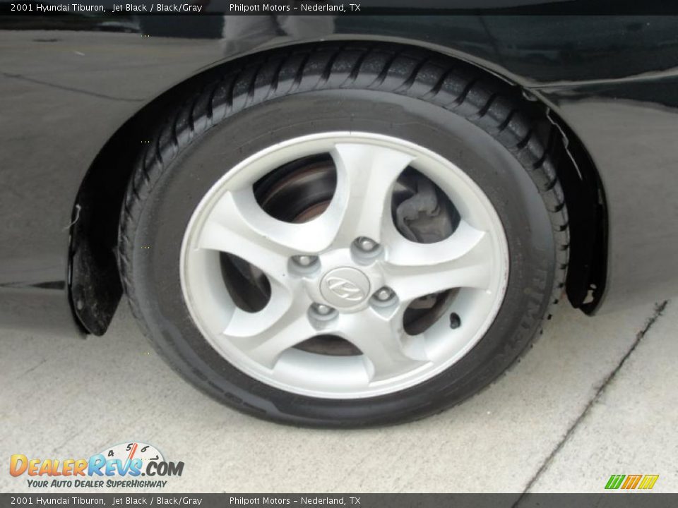 2001 Hyundai Tiburon Jet Black / Black/Gray Photo #16