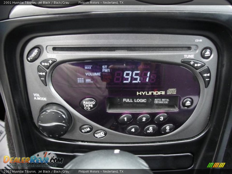 2001 Hyundai Tiburon Jet Black / Black/Gray Photo #34