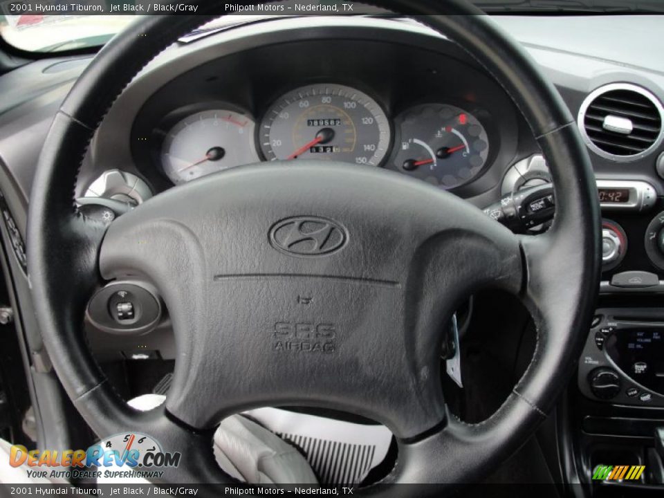 2001 Hyundai Tiburon Jet Black / Black/Gray Photo #36