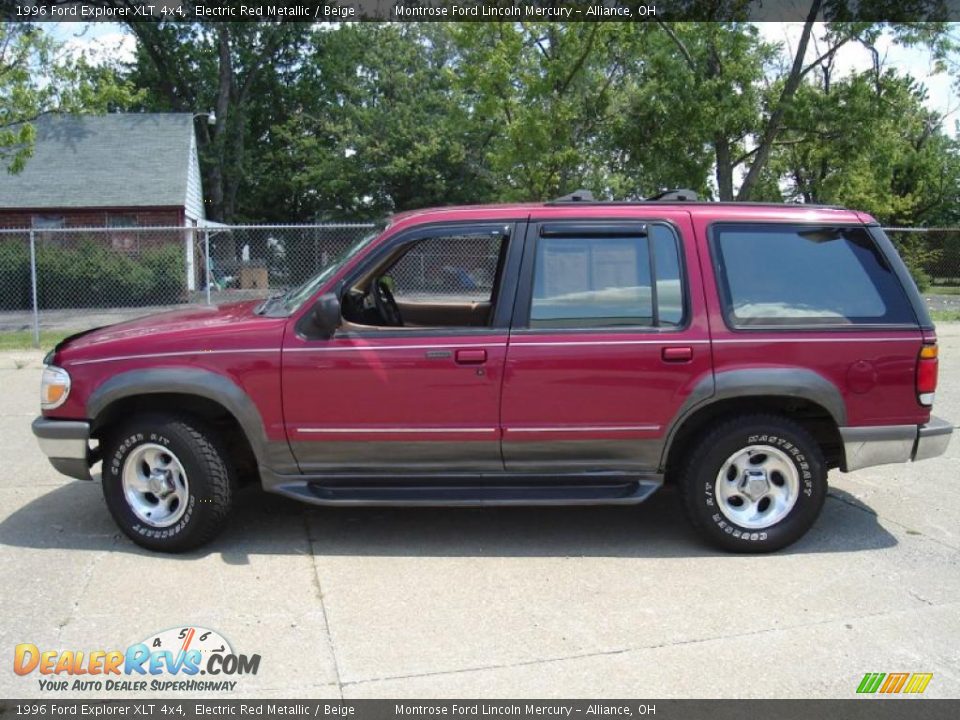 1996 Ford Explorer XLT 4x4 Electric Red Metallic / Beige Photo #2