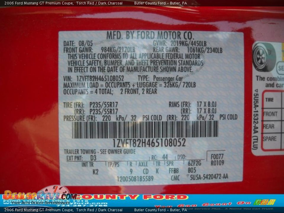 2006 Ford Mustang GT Premium Coupe Torch Red / Dark Charcoal Photo #10