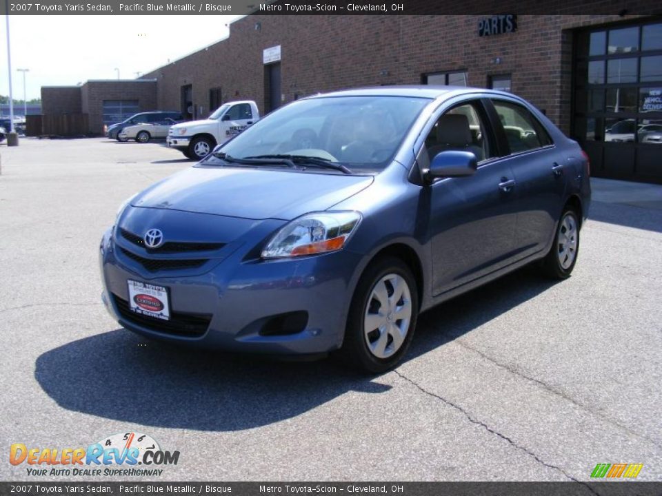 2007 Toyota Yaris Sedan Pacific Blue Metallic / Bisque Photo #7