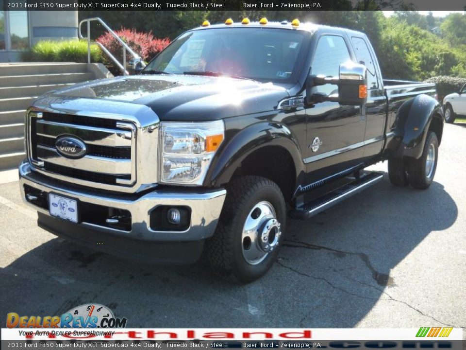 2011 Ford F350 Super Duty XLT SuperCab 4x4 Dually Tuxedo Black / Steel Photo #2