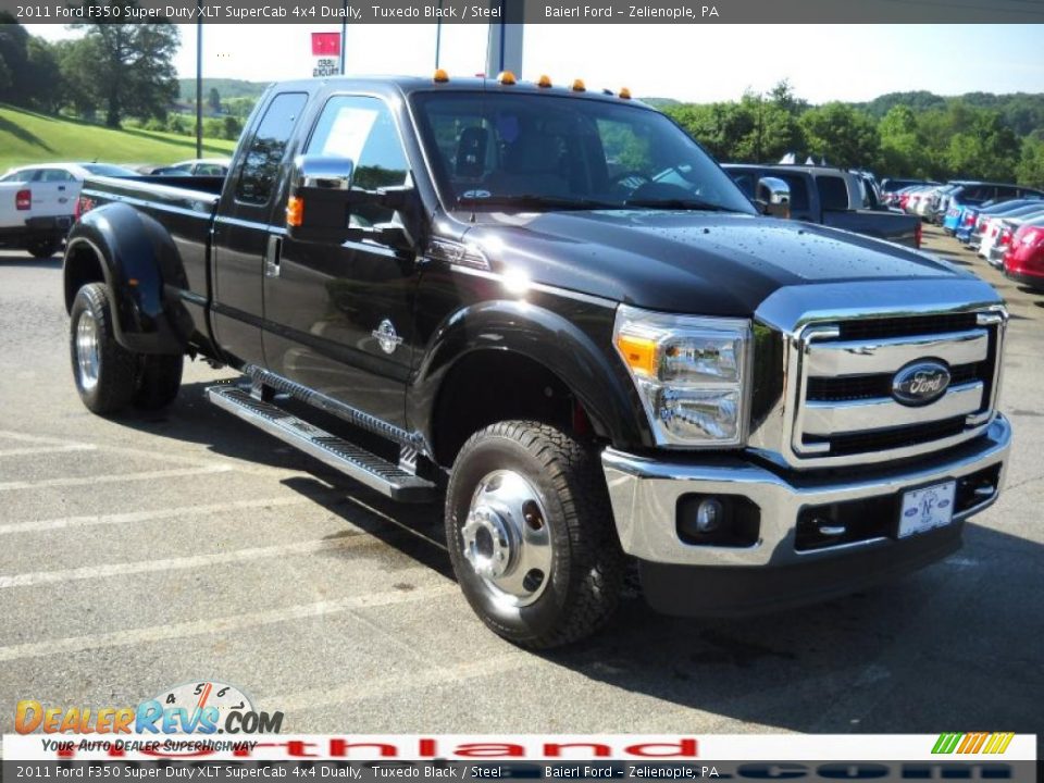 2011 Ford F350 Super Duty XLT SuperCab 4x4 Dually Tuxedo Black / Steel Photo #4