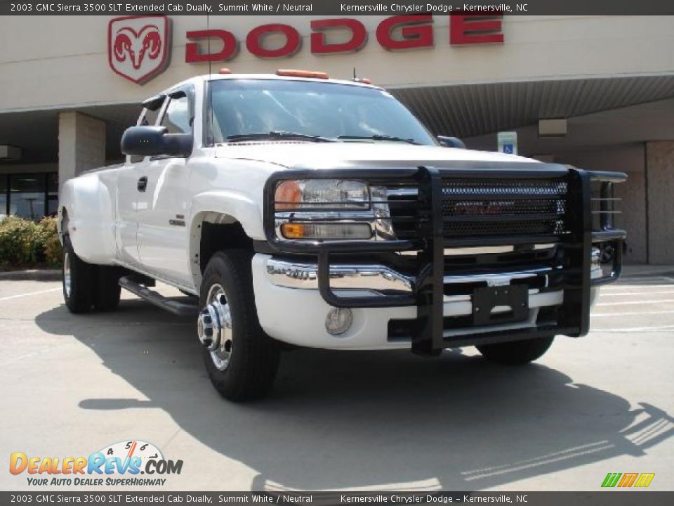 2003 GMC Sierra 3500 SLT Extended Cab Dually Summit White / Neutral Photo #1