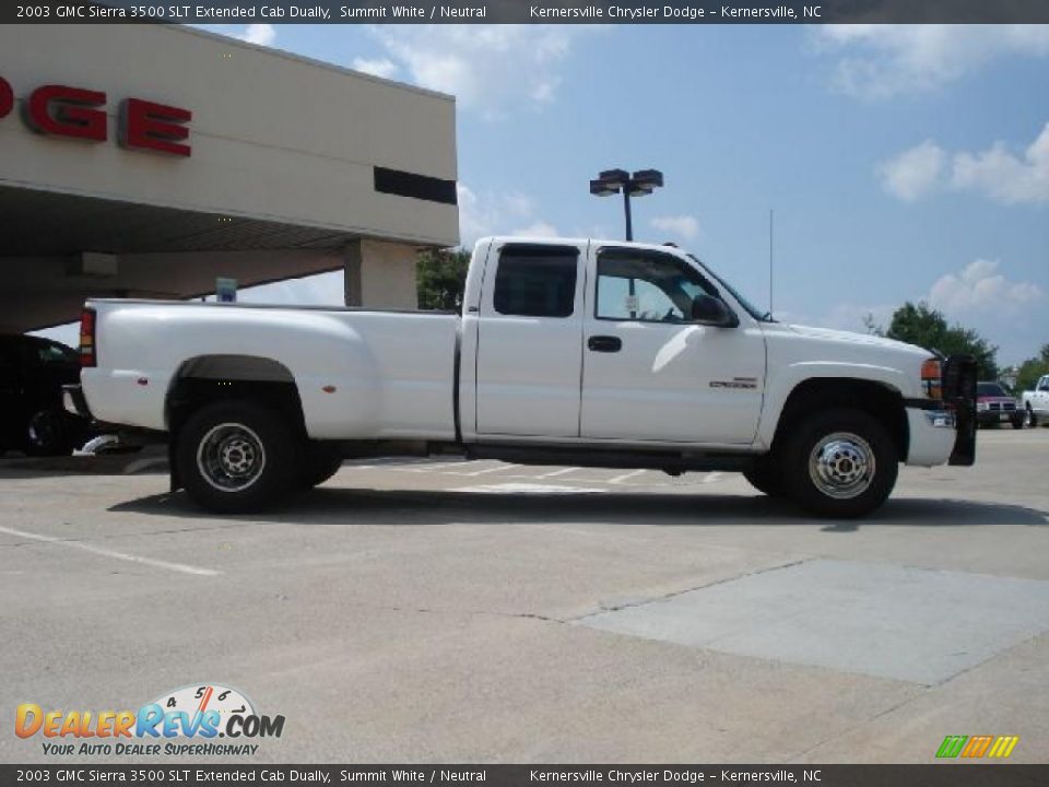 2003 GMC Sierra 3500 SLT Extended Cab Dually Summit White / Neutral Photo #2