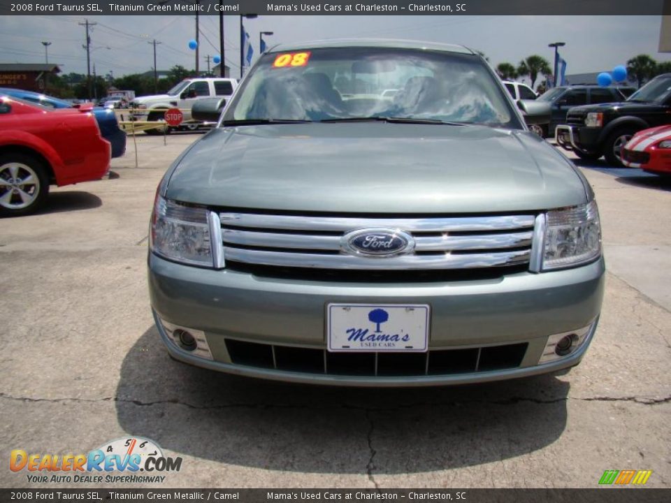 2008 Ford Taurus SEL Titanium Green Metallic / Camel Photo #3
