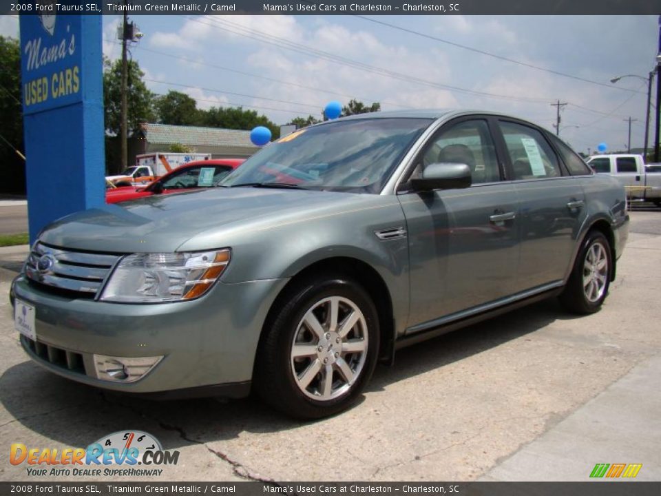 2008 Ford Taurus SEL Titanium Green Metallic / Camel Photo #4
