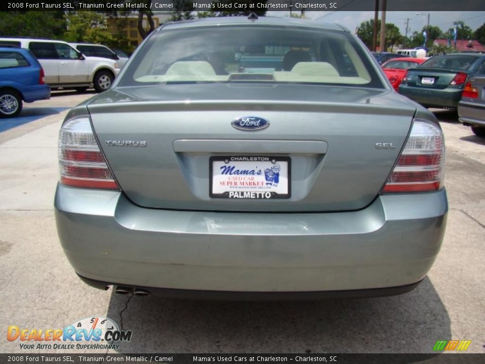 2008 Ford Taurus SEL Titanium Green Metallic / Camel Photo #5