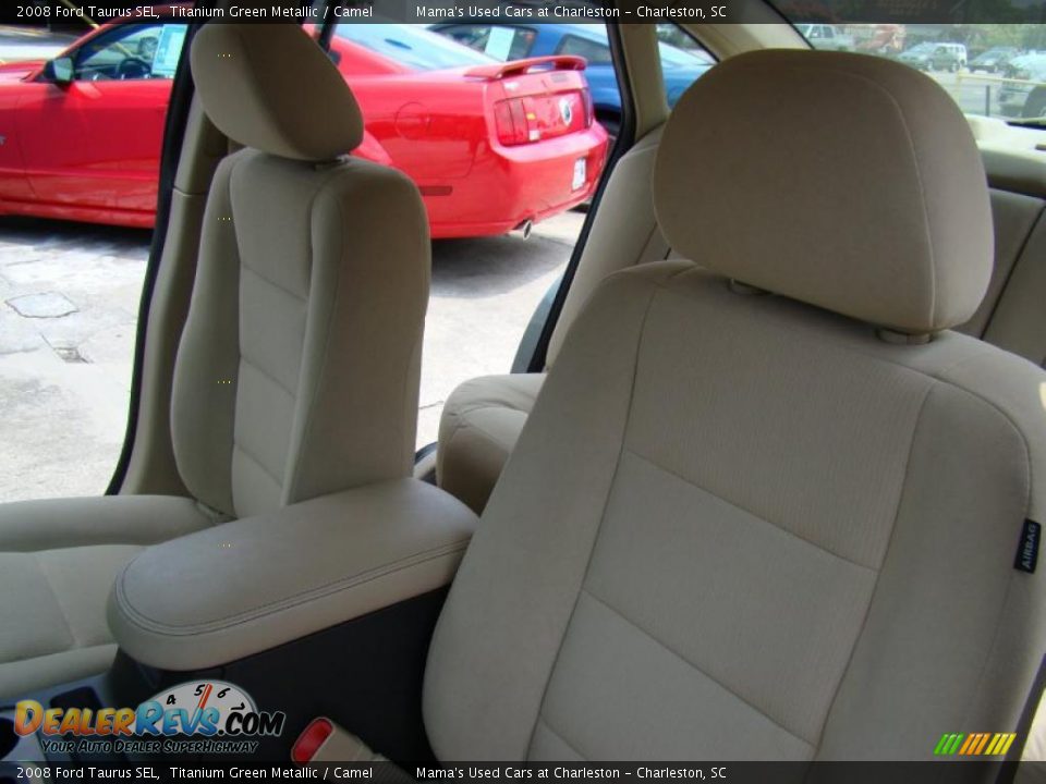 2008 Ford Taurus SEL Titanium Green Metallic / Camel Photo #8