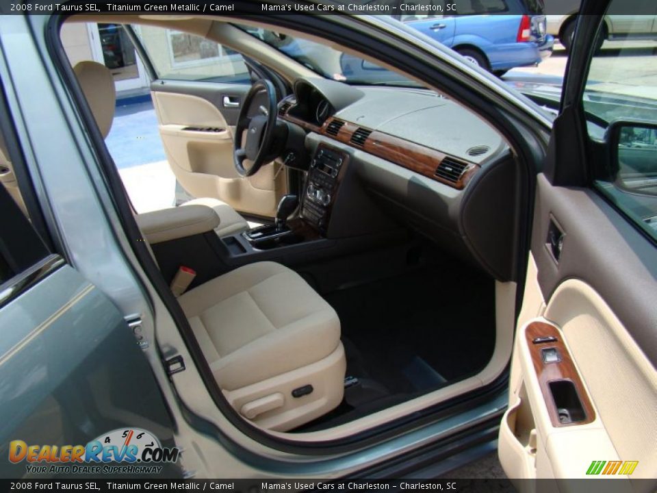 2008 Ford Taurus SEL Titanium Green Metallic / Camel Photo #10