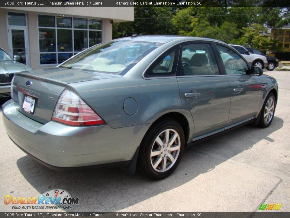 2008 Ford Taurus SEL Titanium Green Metallic / Camel Photo #12