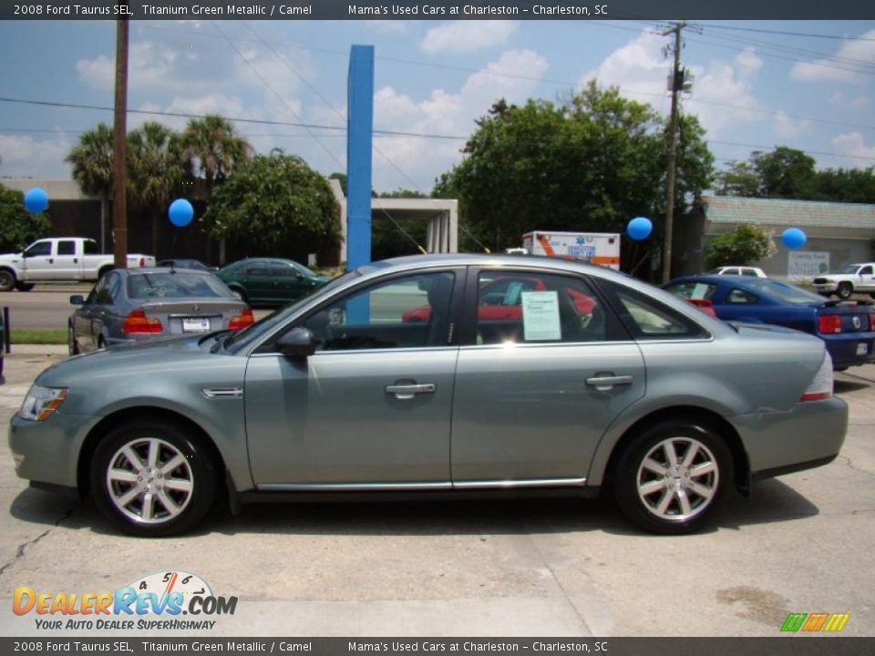 2008 Ford Taurus SEL Titanium Green Metallic / Camel Photo #18