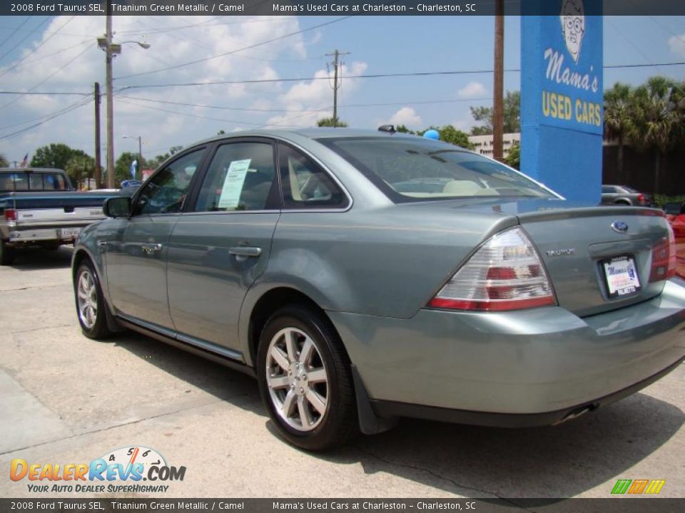2008 Ford Taurus SEL Titanium Green Metallic / Camel Photo #19