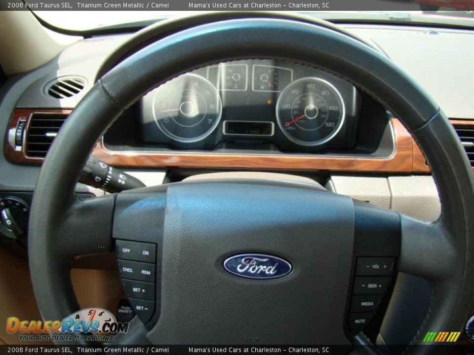 2008 Ford Taurus SEL Titanium Green Metallic / Camel Photo #22