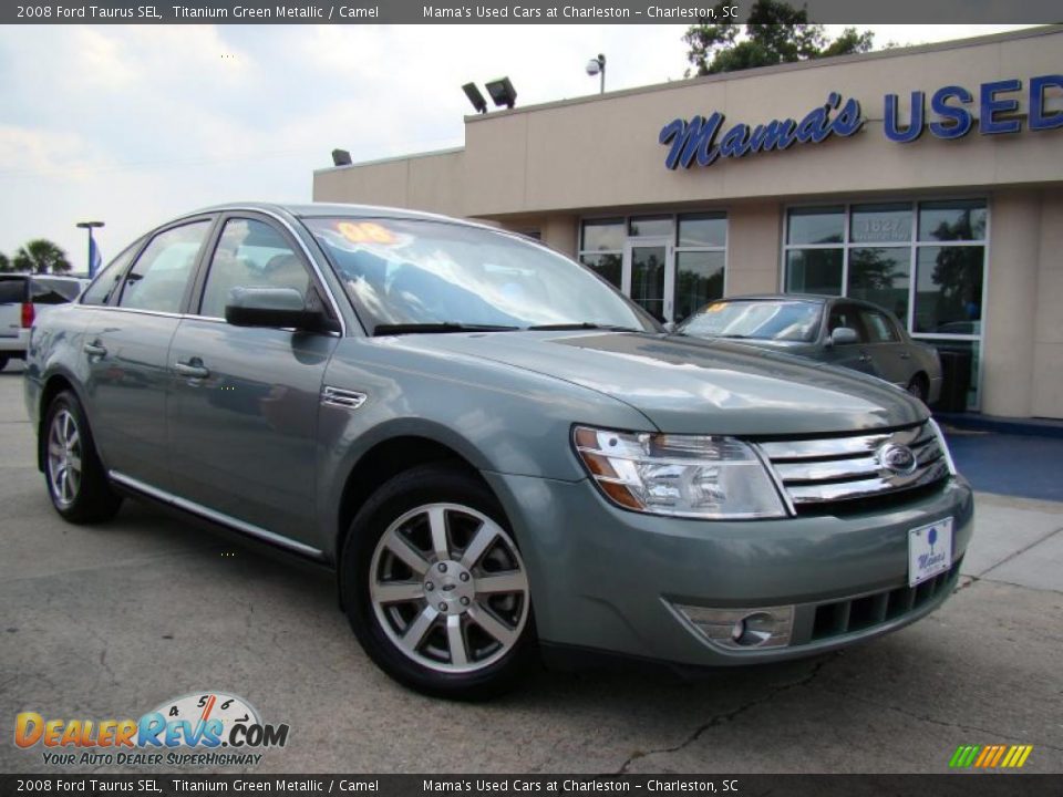 2008 Ford Taurus SEL Titanium Green Metallic / Camel Photo #29