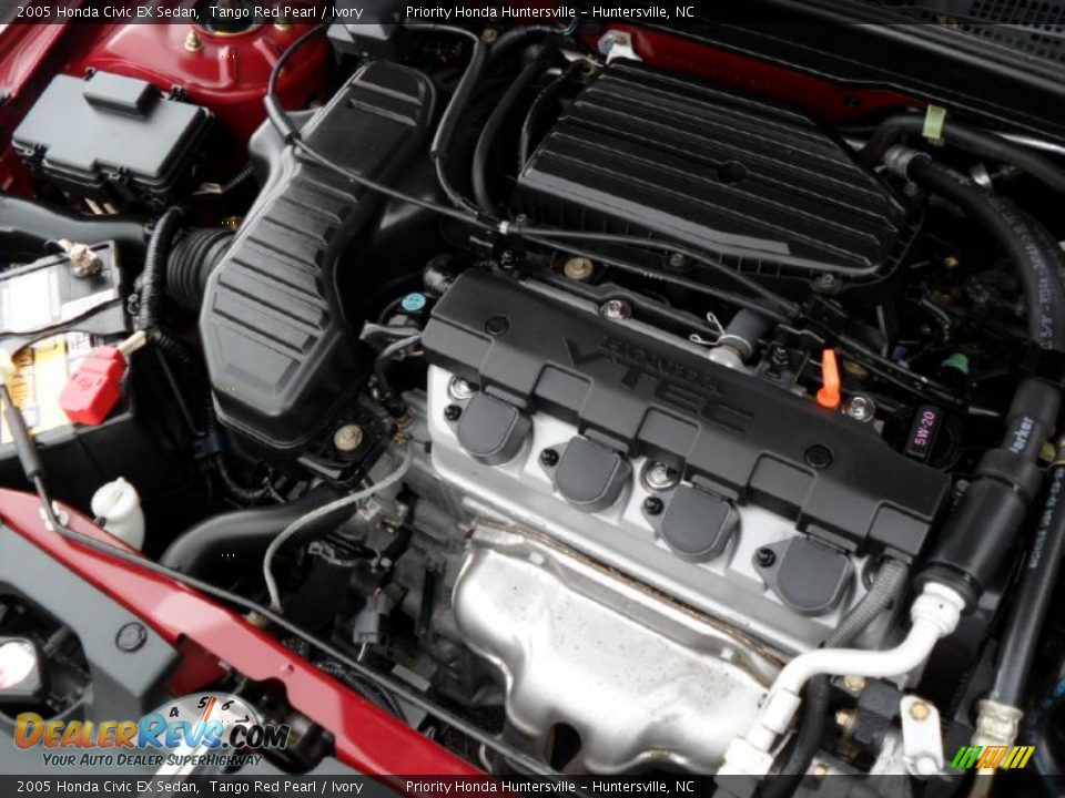 2005 Honda Civic EX Sedan Tango Red Pearl / Ivory Photo #26