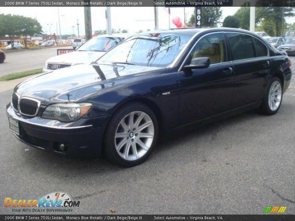 2006 BMW 7 Series 750Li Sedan Monaco Blue Metallic / Dark Beige/Beige III Photo #2