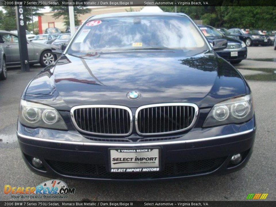 2006 BMW 7 Series 750Li Sedan Monaco Blue Metallic / Dark Beige/Beige III Photo #9