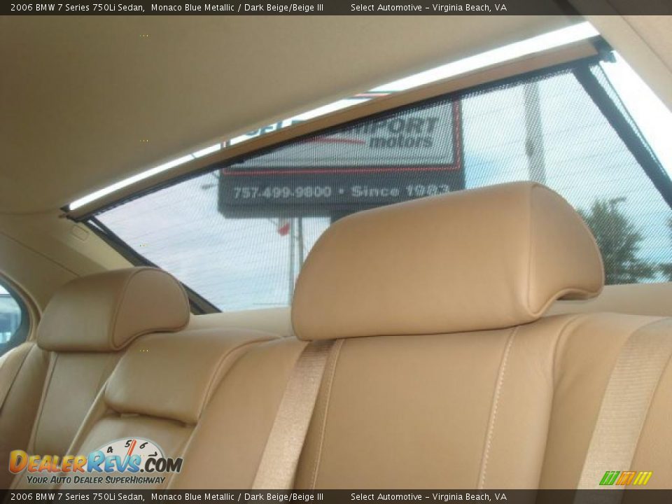 2006 BMW 7 Series 750Li Sedan Monaco Blue Metallic / Dark Beige/Beige III Photo #13
