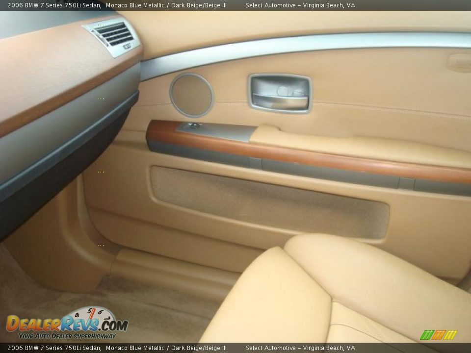 2006 BMW 7 Series 750Li Sedan Monaco Blue Metallic / Dark Beige/Beige III Photo #24
