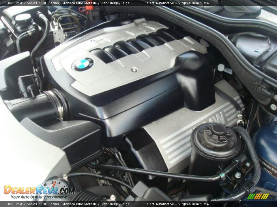 2006 BMW 7 Series 750Li Sedan Monaco Blue Metallic / Dark Beige/Beige III Photo #28