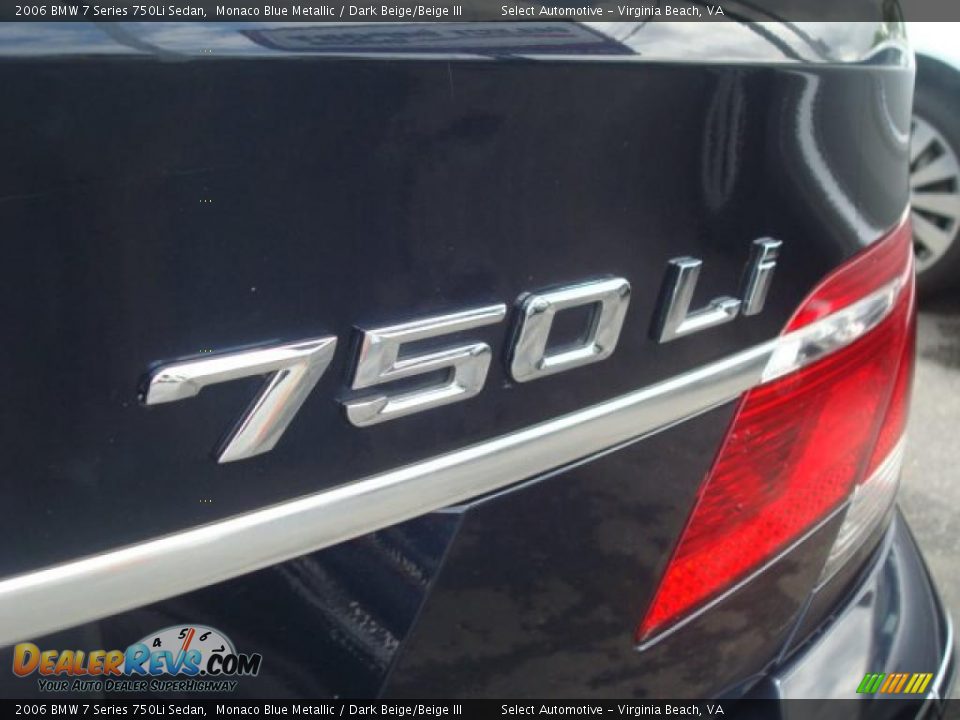 2006 BMW 7 Series 750Li Sedan Monaco Blue Metallic / Dark Beige/Beige III Photo #31