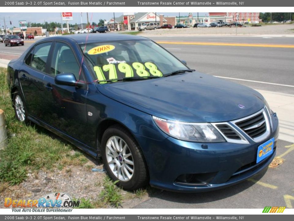 2008 Saab 9-3 2.0T Sport Sedan Fusion Blue Metallic / Parchment Photo #1