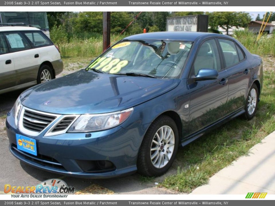 2008 Saab 9-3 2.0T Sport Sedan Fusion Blue Metallic / Parchment Photo #19
