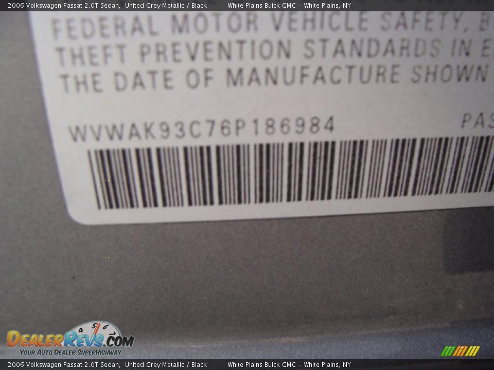 2006 Volkswagen Passat 2.0T Sedan United Grey Metallic / Black Photo #23