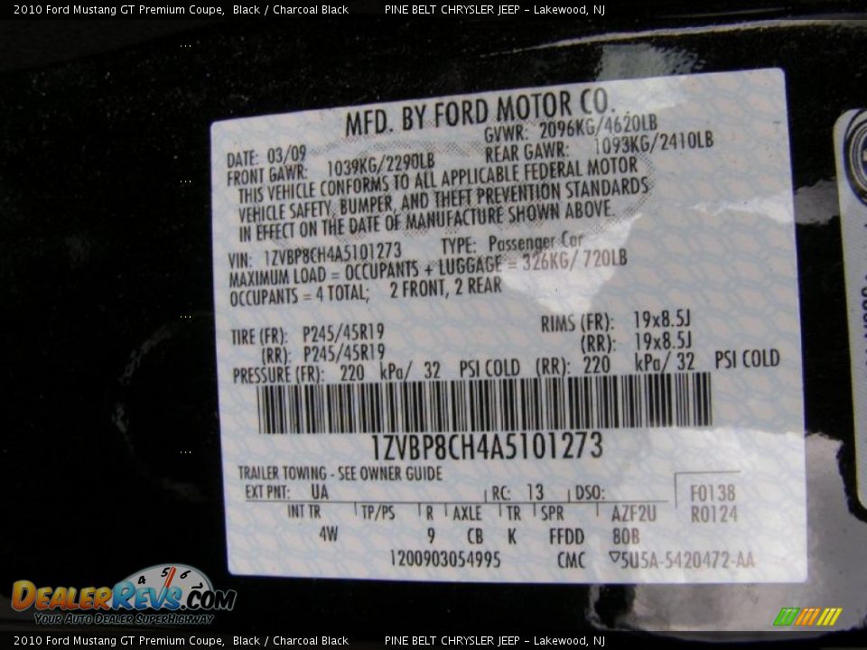 2010 Ford Mustang GT Premium Coupe Black / Charcoal Black Photo #11