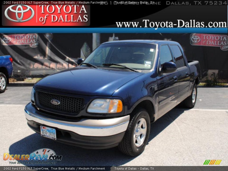 2002 Ford F150 XLT SuperCrew True Blue Metallic / Medium Parchment Photo #1