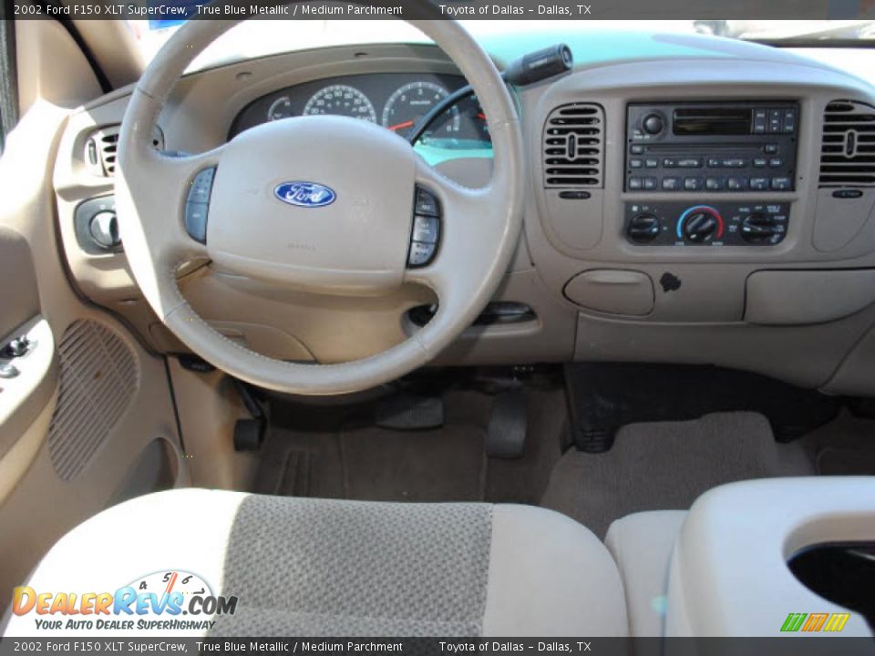 2002 Ford F150 XLT SuperCrew True Blue Metallic / Medium Parchment Photo #14